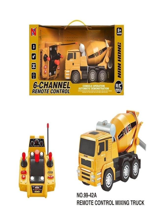OOTLO RC Mixing Truck Cement Mixer Remote Control 6-Channel Remote Control Multi-Function Console Light Music Mixing Dump Truck - Image 4